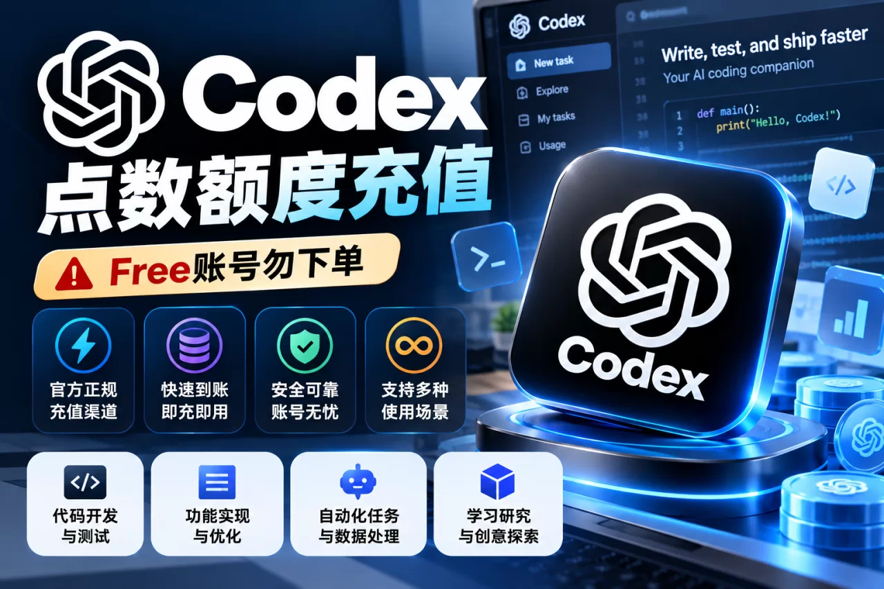 Codex 点数额度充值 (Free账号勿下)